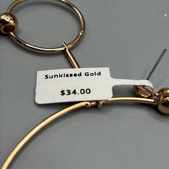 Gold-Tone Long Double Hoop Tassel Earrings - Picture 4 of 4